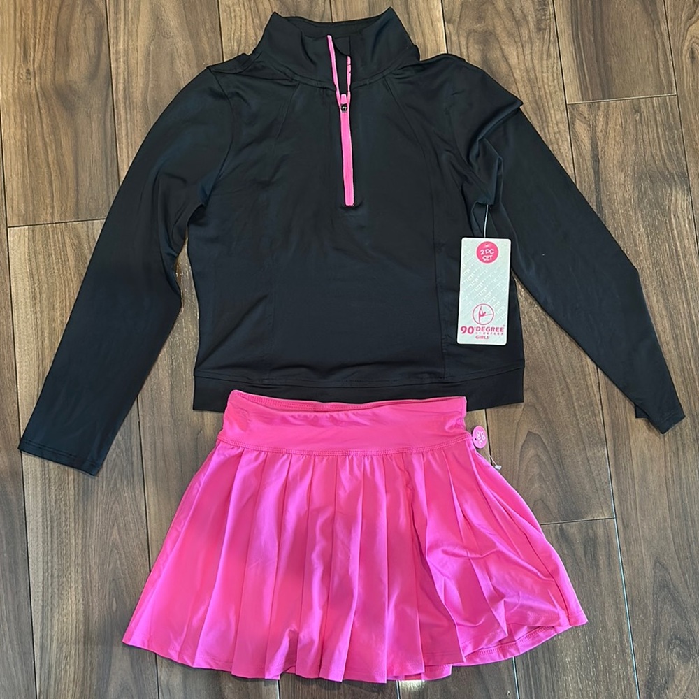 90 Degree by Reflex Kids Black and Pink Skirt Set